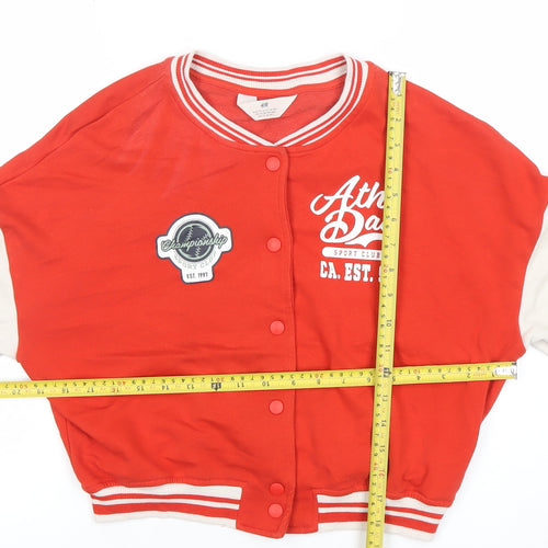 H&M Boys Red Varsity Jacket 14 Years Cotton Blend Long Sleeve College Style