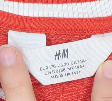 H&M Boys Red Varsity Jacket 14 Years Cotton Blend Long Sleeve College Style