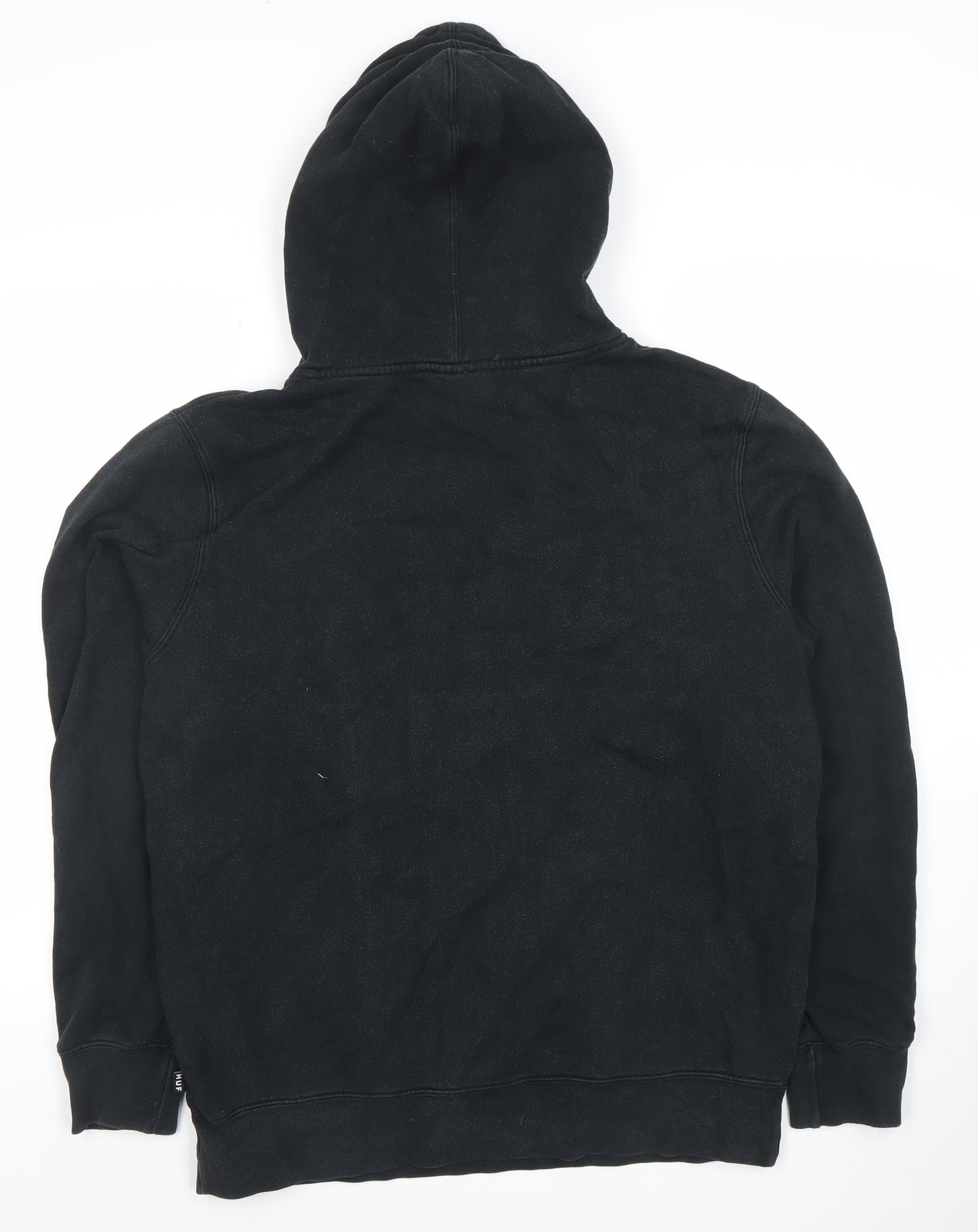 HUF Men's Black Pullover Hoodie Medium Logo Fleece Sweatshirt