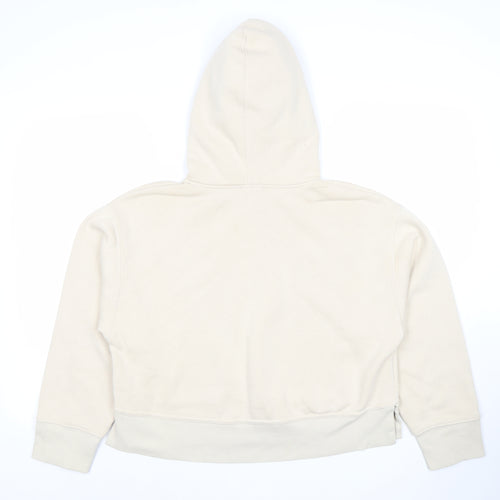 ZARA Women Beige Hooded Pullover Sweatshirt Size M Cotton Blend