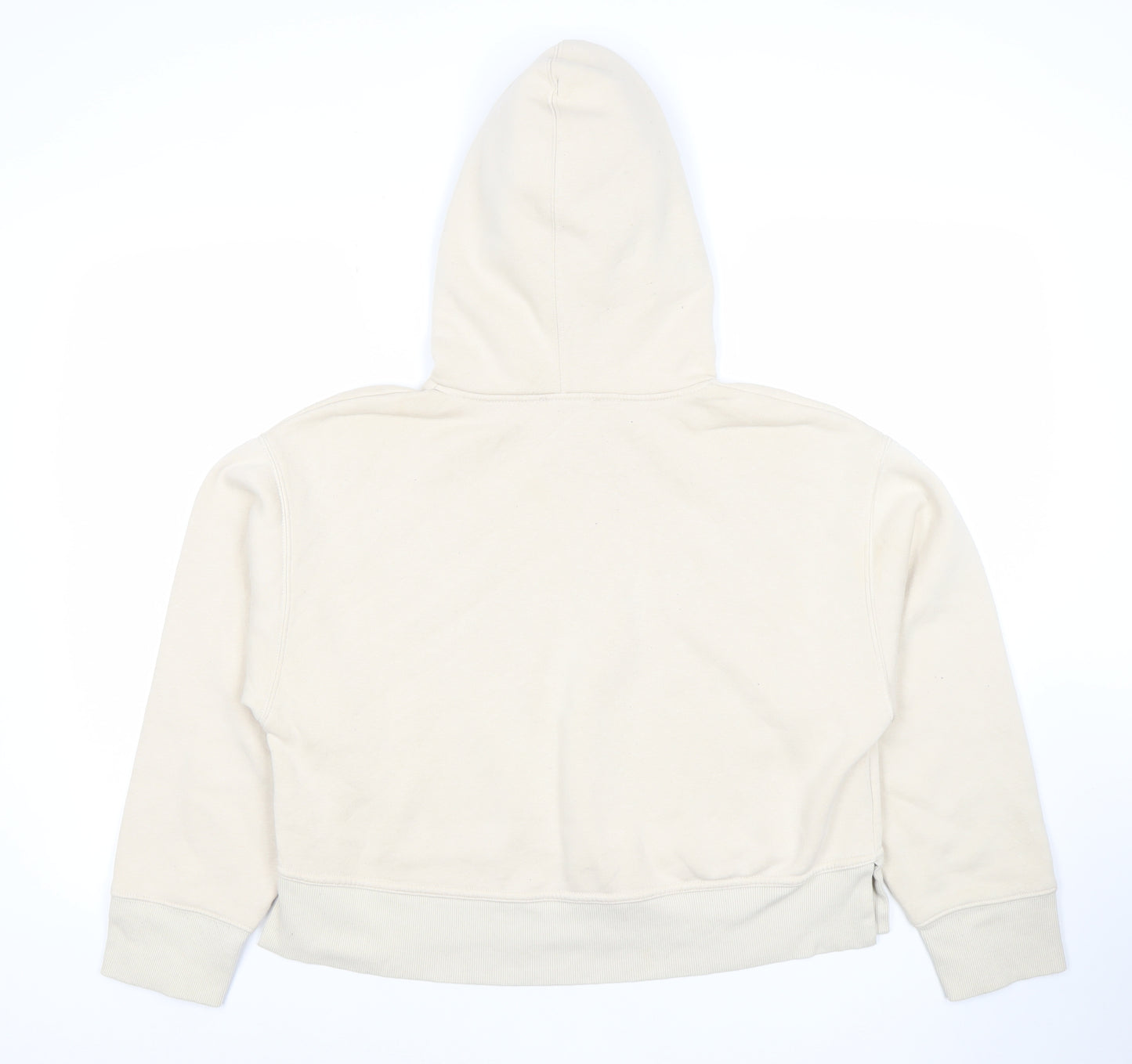 ZARA Women Beige Hooded Pullover Sweatshirt Size M Cotton Blend