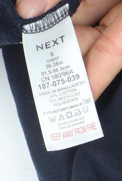 Next Men's Blue Full Zip Hoodie Size S Cotton Blend