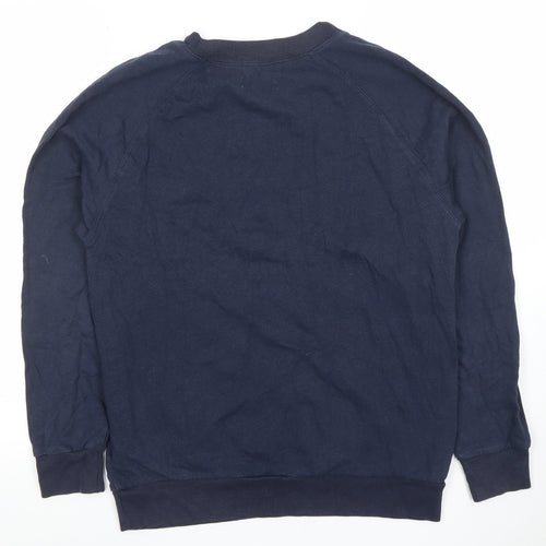 Hollister Women Navy Blue XS Embroidered Logo Crew Neck Sweatshirt