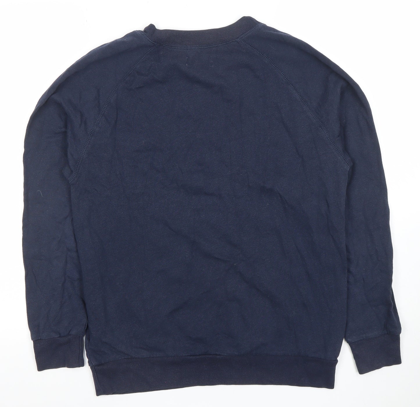 Hollister Women Navy Blue XS Embroidered Logo Crew Neck Sweatshirt
