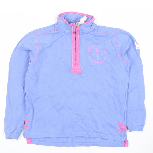 Lazy Jacks Girls Blue 1/2 Zip Nautical Sweatshirt 11-13 Years Cotton