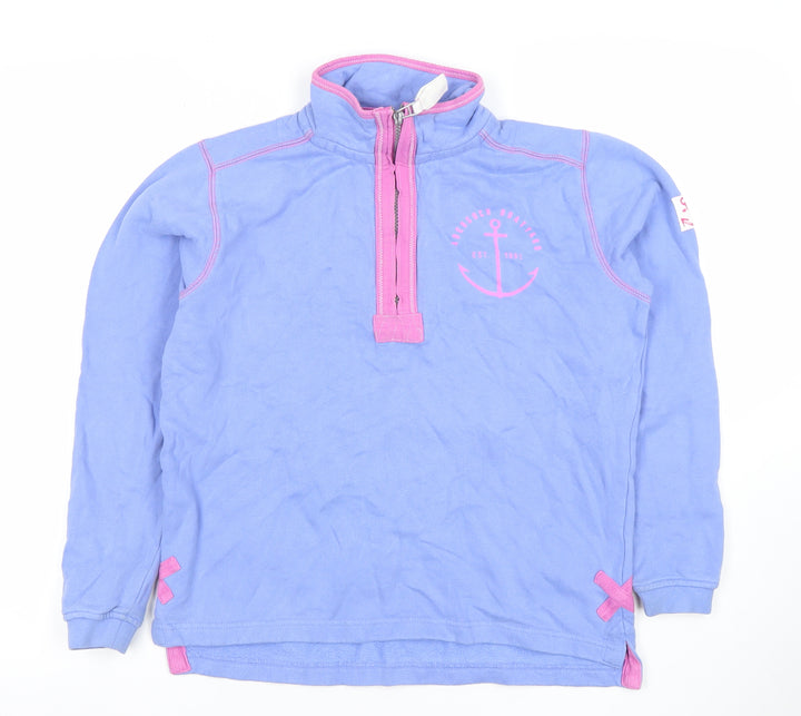 Lazy Jacks Girls Blue 1/2 Zip Nautical Sweatshirt 11-13 Years Cotton