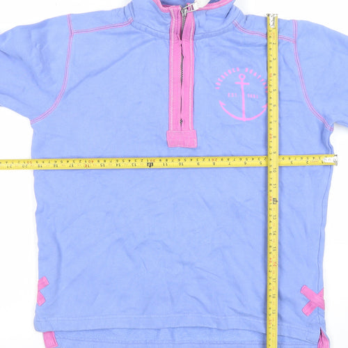 Lazy Jacks Girls Blue 1/2 Zip Nautical Sweatshirt 11-13 Years Cotton