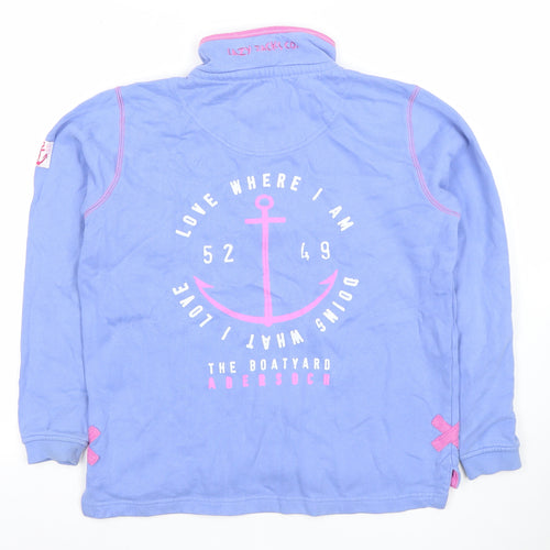 Lazy Jacks Girls Blue 1/2 Zip Nautical Sweatshirt 11-13 Years Cotton
