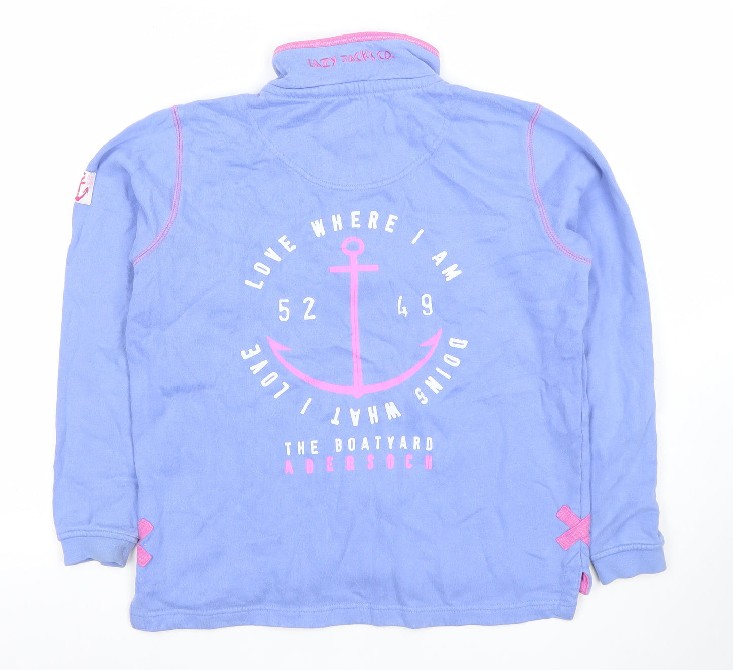 Lazy Jacks Girls Blue 1/2 Zip Nautical Sweatshirt 11-13 Years Cotton