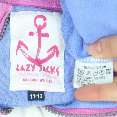 Lazy Jacks Girls Blue 1/2 Zip Nautical Sweatshirt 11-13 Years Cotton