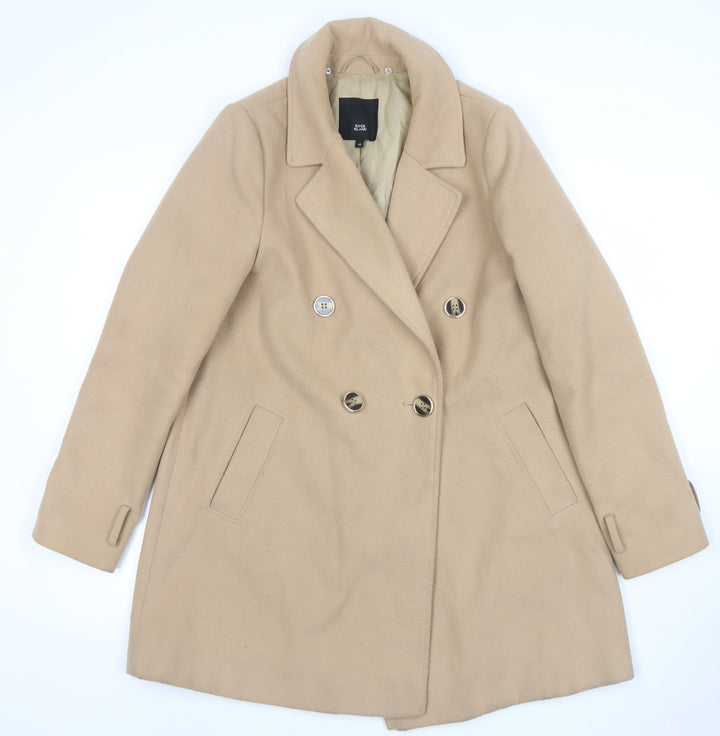 River Island Women’s Beige Wool Blend Pea Coat Size 10
