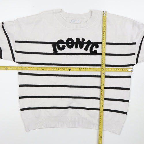 Primark Women White Striped Iconic Pullover Jumper Size M