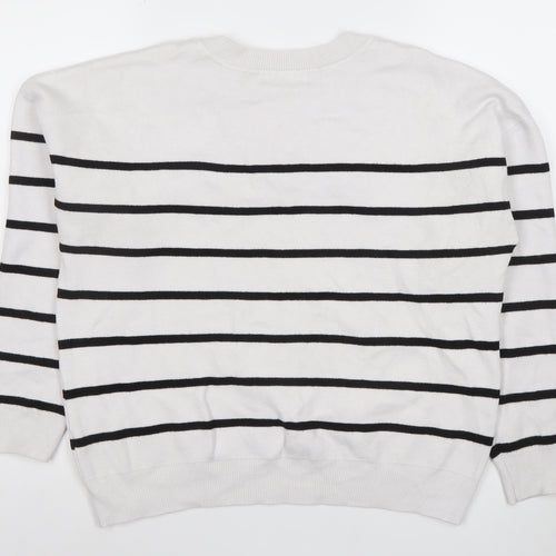 Primark Women White Striped Iconic Pullover Jumper Size M