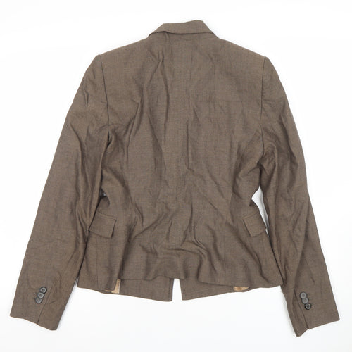 Zara Woman Brown Wool Blend Tailored Blazer Jacket UK 8