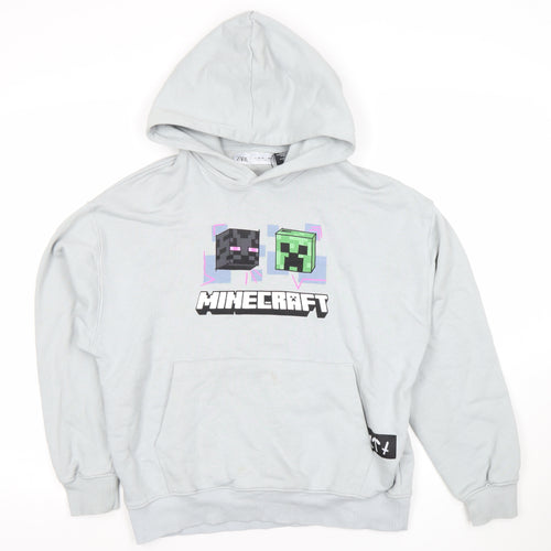 Zara Boys Grey Minecraft Hoodie 13-14 Years Pullover Graphic Print