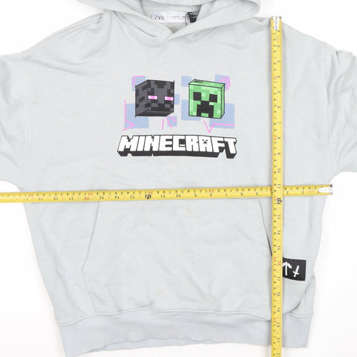 Zara Boys Grey Minecraft Hoodie 13-14 Years Pullover Graphic Print