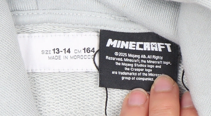Zara Boys Grey Minecraft Hoodie 13-14 Years Pullover Graphic Print