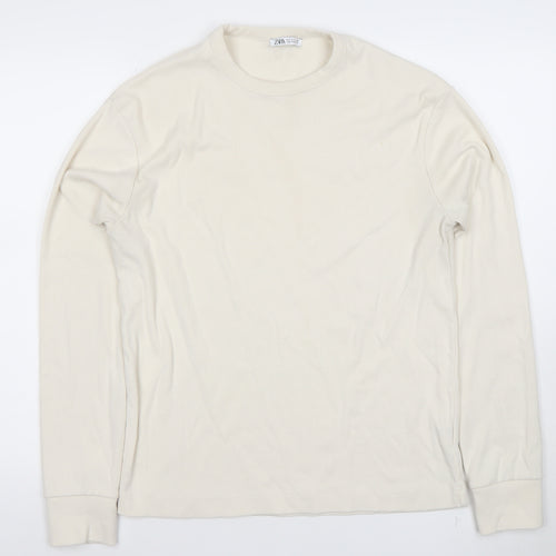 ZARA Men's Beige Long Sleeve Pullover Sweatshirt Size S