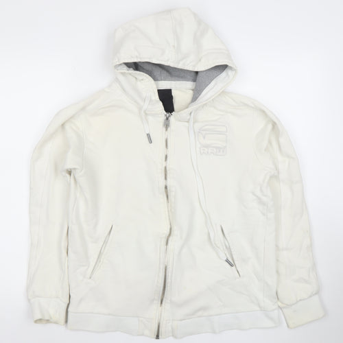 G-Star RAW Women's White Full Zip Hoodie XL 100% Cotton Casual