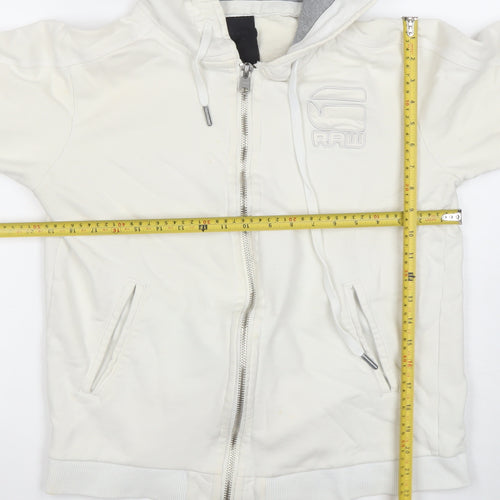 G-Star RAW Women's White Full Zip Hoodie XL 100% Cotton Casual