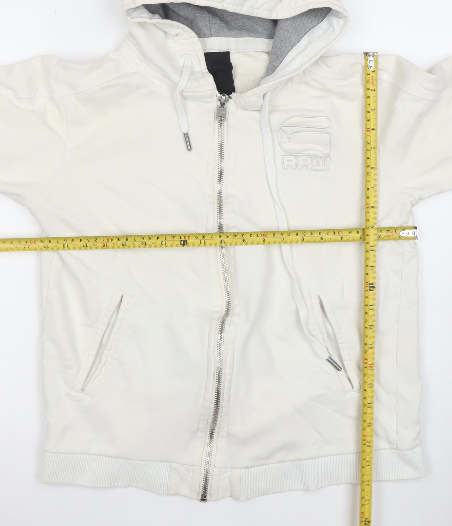 G-Star RAW Women's White Full Zip Hoodie XL 100% Cotton Casual