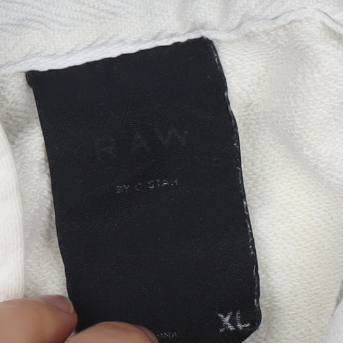 G-Star RAW Women's White Full Zip Hoodie XL 100% Cotton Casual