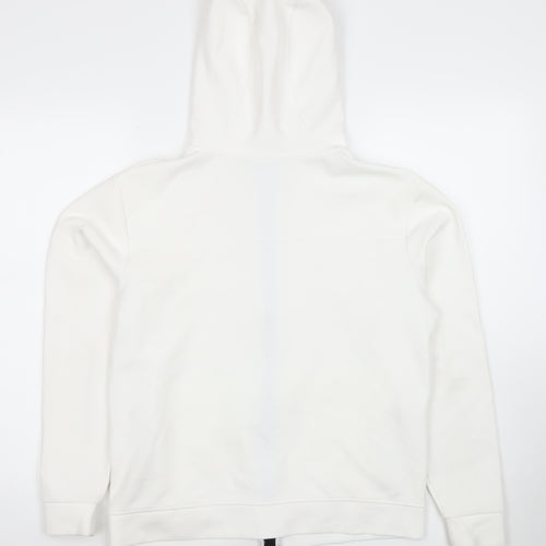 Zara Men White S Full Zip Hoodie Lightweight Adjustable Hood