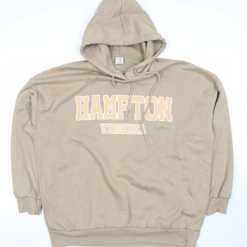 Bershka Womens Beige Pullover Hoodie Hampton Virginia Print Size S