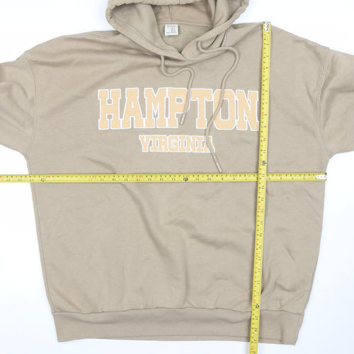Bershka Womens Beige Pullover Hoodie Hampton Virginia Print Size S