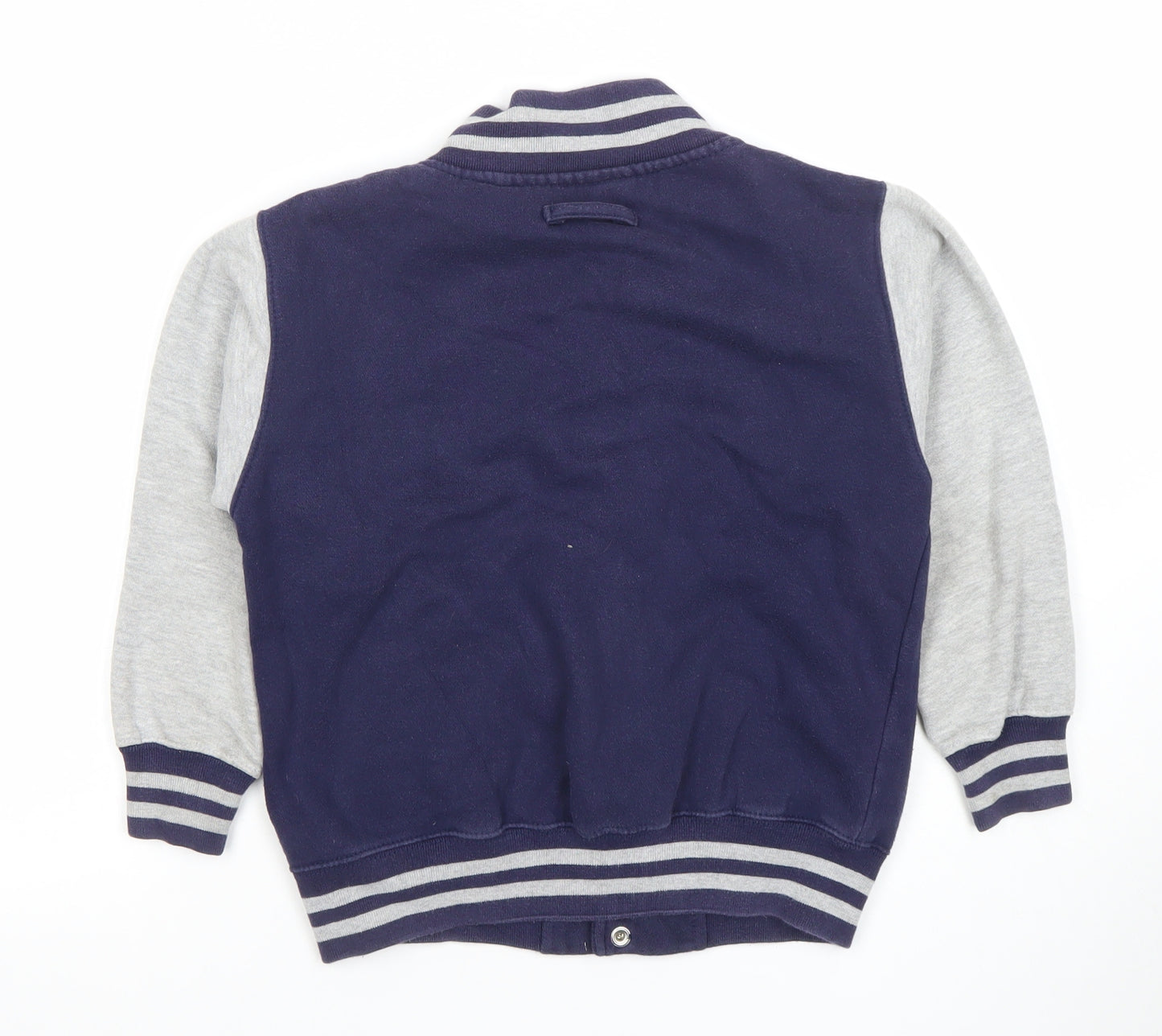 AWDis Boys Blue Varsity Jacket 7-8 Years Cotton Blend Snap Style