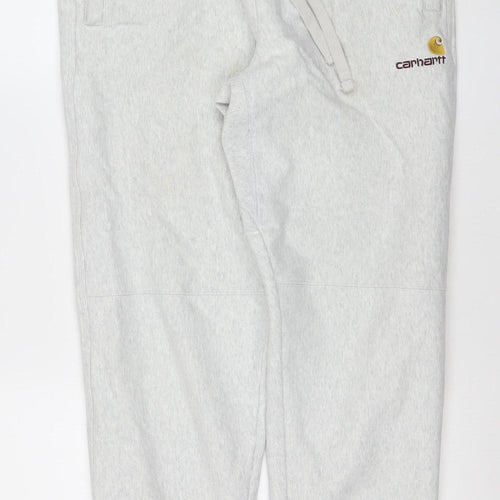 Carhartt Men Grey Jogger Sweatpants L Cotton Blend Drawstring Waist