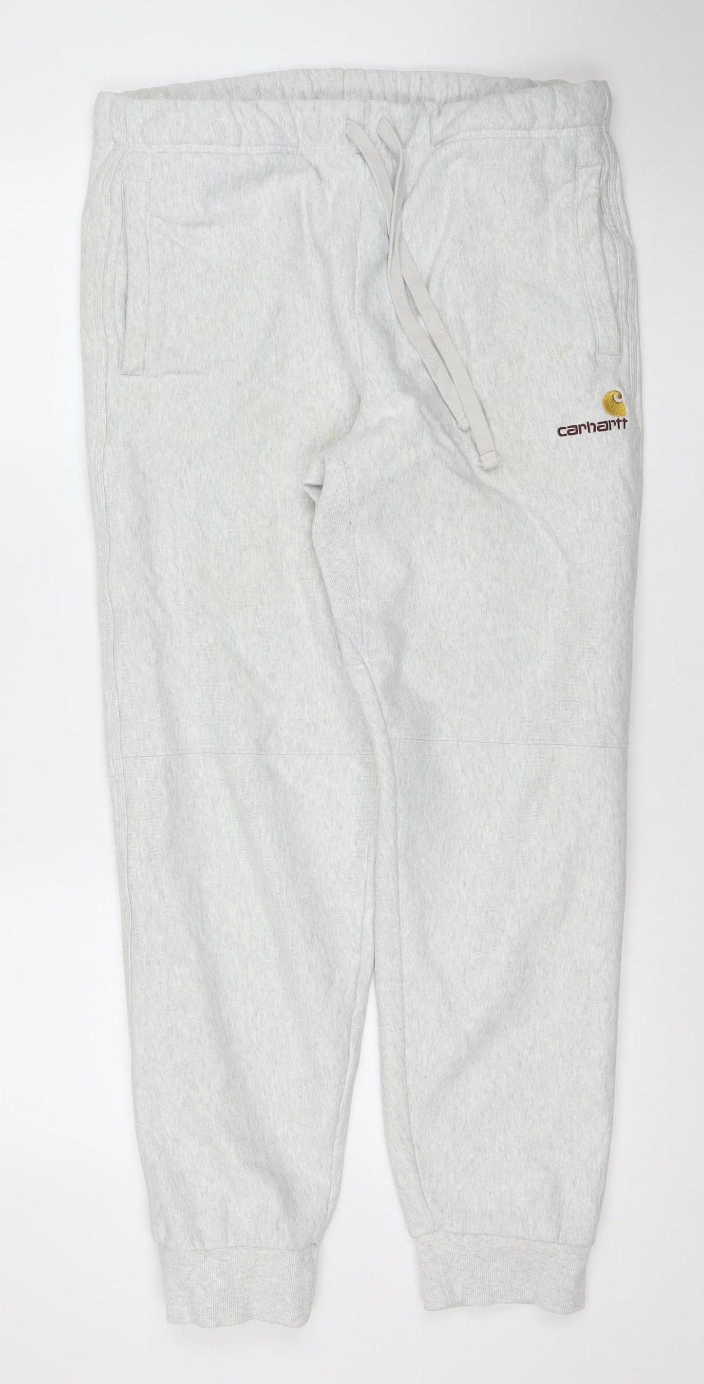 Carhartt Men Grey Jogger Sweatpants L Cotton Blend Drawstring Waist