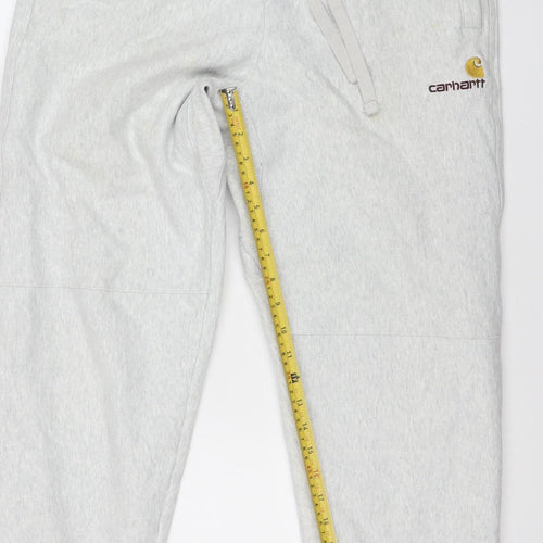 Carhartt Men Grey Jogger Sweatpants L Cotton Blend Drawstring Waist