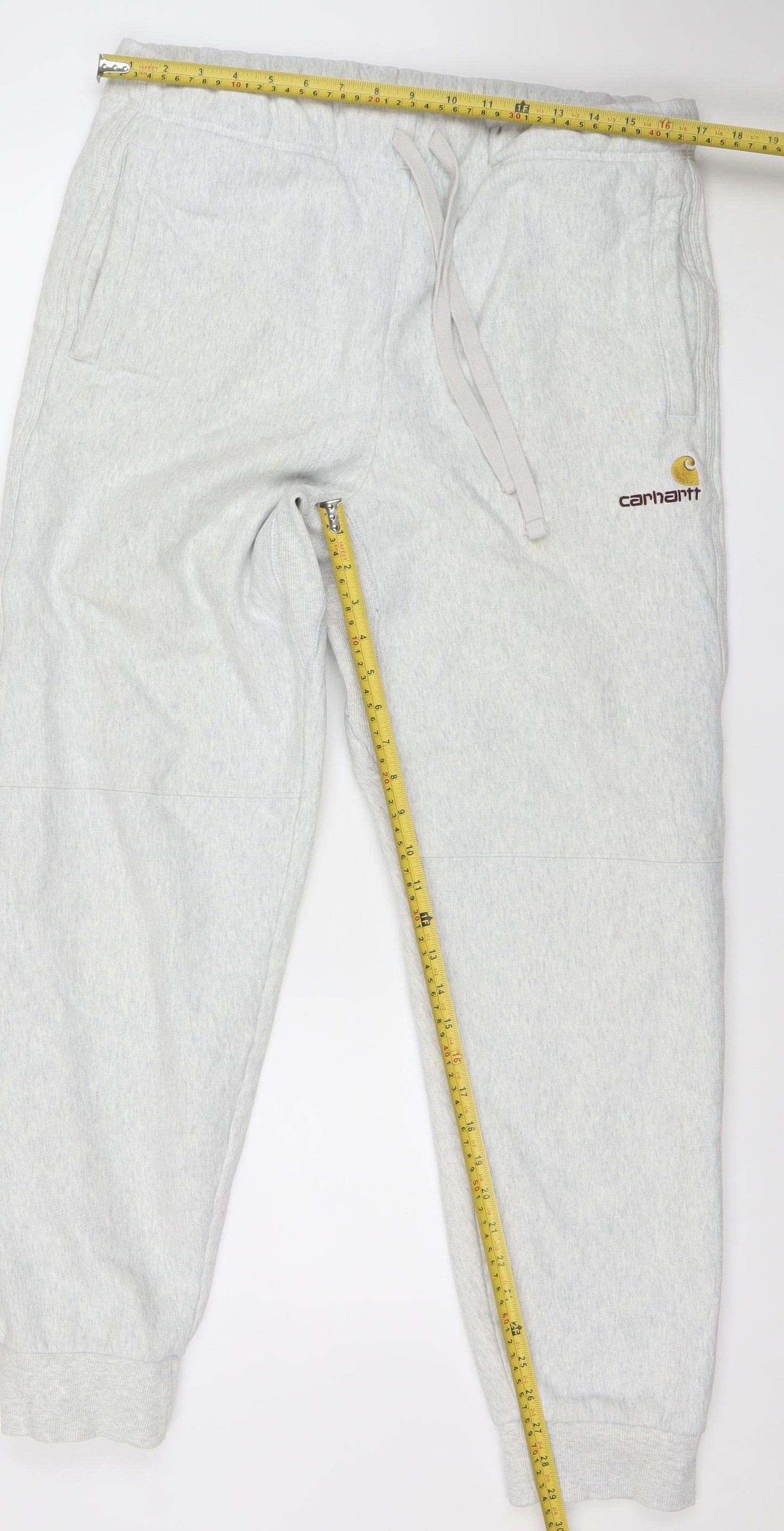 Carhartt Men Grey Jogger Sweatpants L Cotton Blend Drawstring Waist