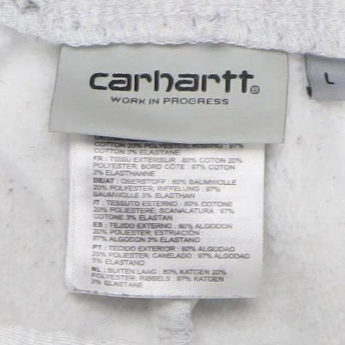 Carhartt Men Grey Jogger Sweatpants L Cotton Blend Drawstring Waist