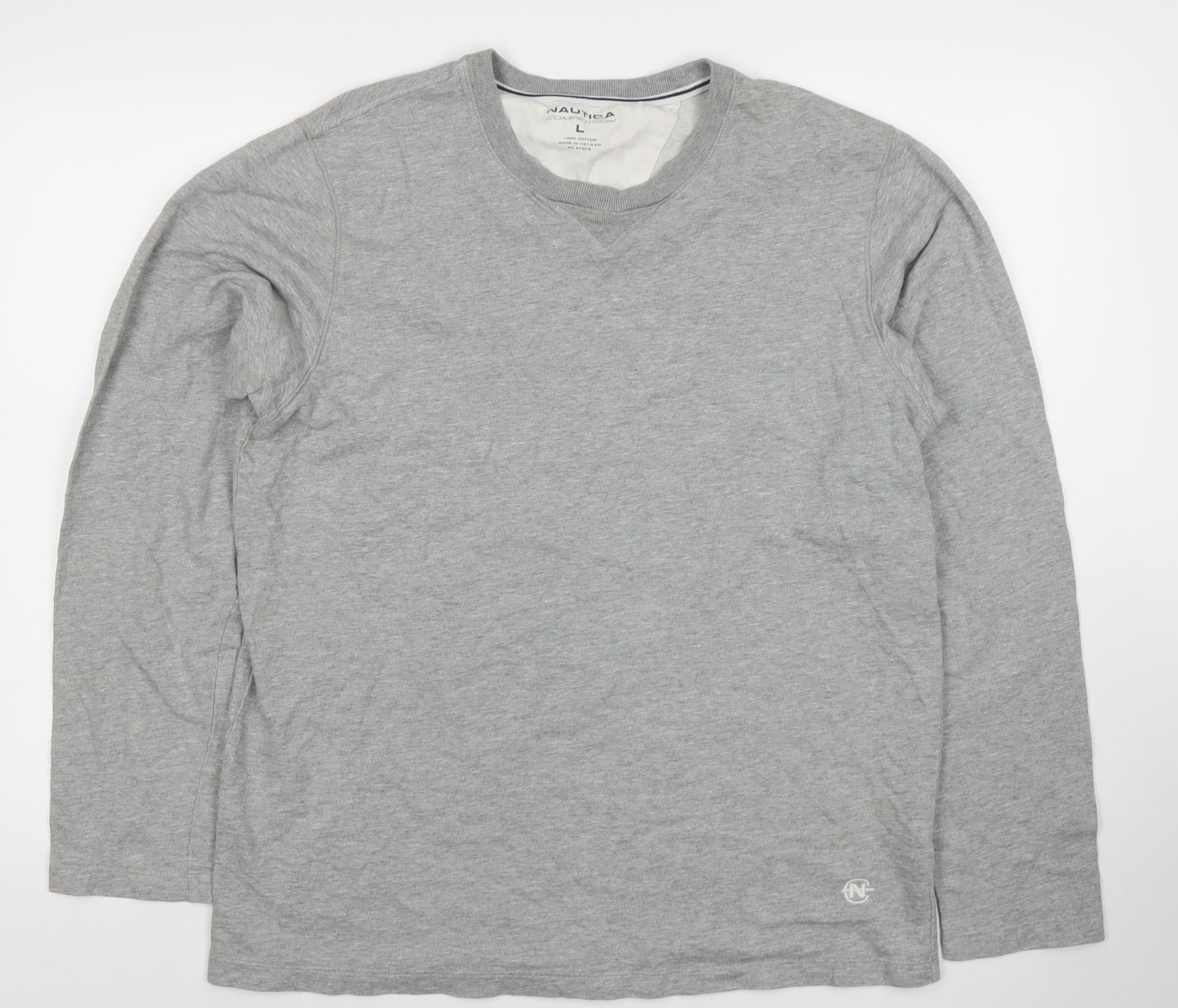Nautica Competition Men's Grey Long Sleeve Cotton T-Shirt L
