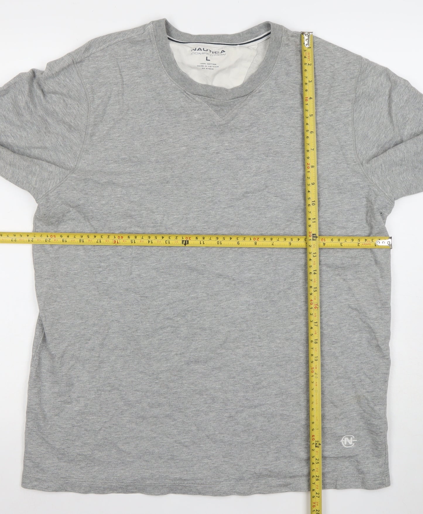 Nautica Competition Men's Grey Long Sleeve Cotton T-Shirt L