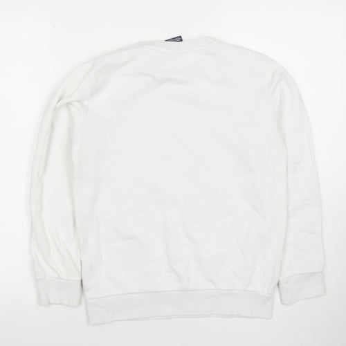 Champion Boys White Pullover Sweatshirt L Regular Fit Crew Neck Logo Fleece