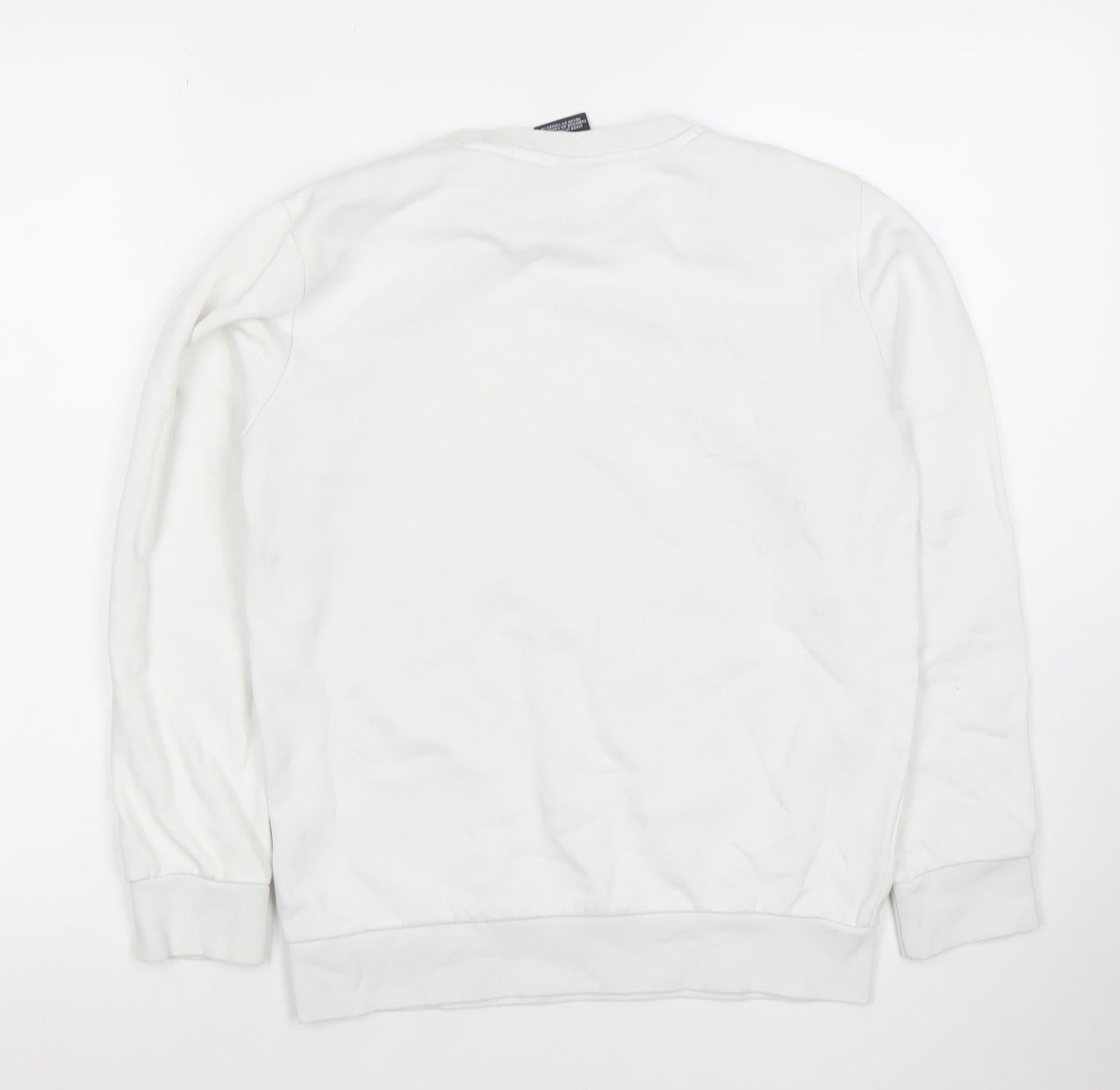 Champion Boys White Pullover Sweatshirt L Regular Fit Crew Neck Logo Fleece
