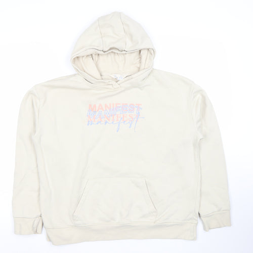 Primark Cares Women Beige Manifest Hoodie Size L Cotton Blend