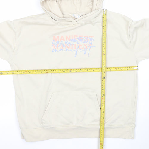 Primark Cares Women Beige Manifest Hoodie Size L Cotton Blend