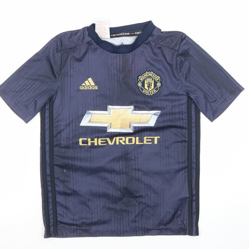 Adidas Boys Blue Manchester United Football Jersey 9-10 Years