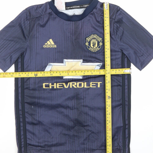 Adidas Boys Blue Manchester United Football Jersey 9-10 Years