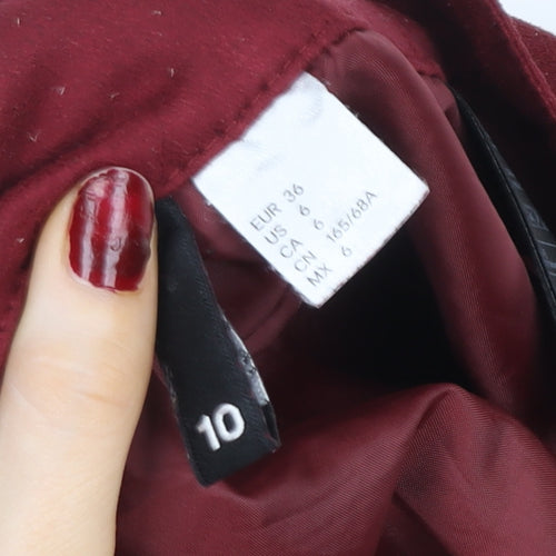 H&M Women Red Cotton Stretch Button Mini Skirt Size 10