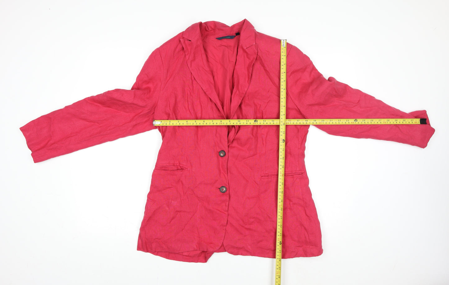 Boden Women's Red Linen Single-Breasted Blazer Jacket Size 16