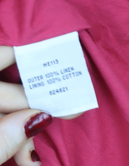 Boden Women's Red Linen Single-Breasted Blazer Jacket Size 16