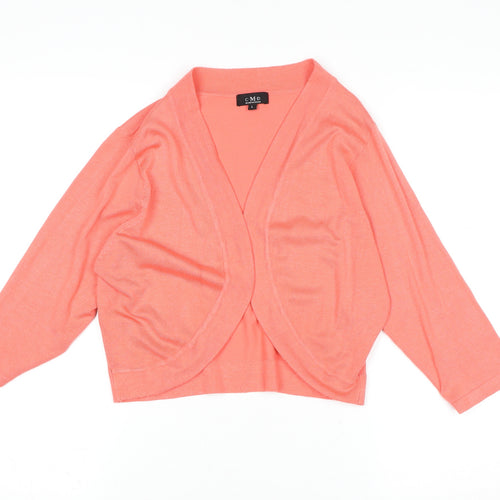C.M.D Womens Pink 3/4 Sleeve Knit Open Cardigan L
