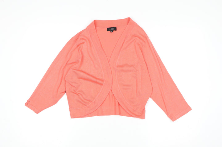 C.M.D Womens Pink 3/4 Sleeve Knit Open Cardigan L