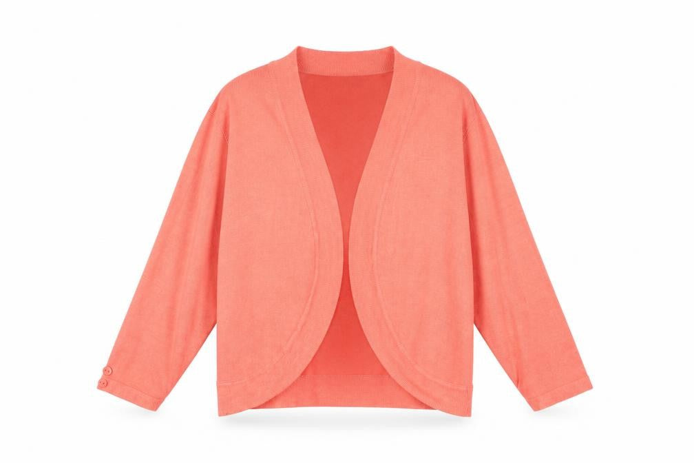 C.M.D Womens Pink 3/4 Sleeve Knit Open Cardigan L