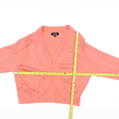 C.M.D Womens Pink 3/4 Sleeve Knit Open Cardigan L